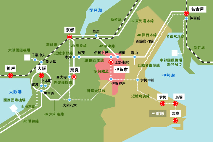 前往伊賀的交通方式（電車）